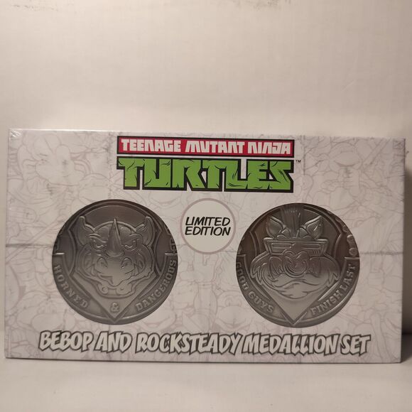 Teenage Mutant Ninja Turtles Bebop And Rocksteady Medallions Set Figurines - Picture 1 of 3